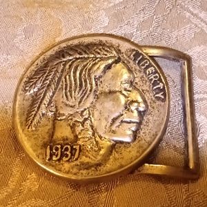 VINTAGE BUFFALO NICKEL 1937 BELT BUCKLE